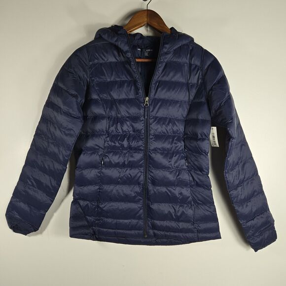 Amazon Essentials Women's Medium Navy Blue Lightweight Puffer Jacket Hooded NWT - Picture 1 of 6